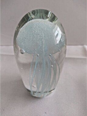 Hand Blown Art Glass Jellyfish Paperweight 5" - 2 lbs